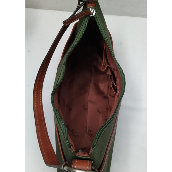 Fossil Oliver Green Nylon Leather Trim Zipper Closure Hobo Shoulder Bag - Picture 15 of 15